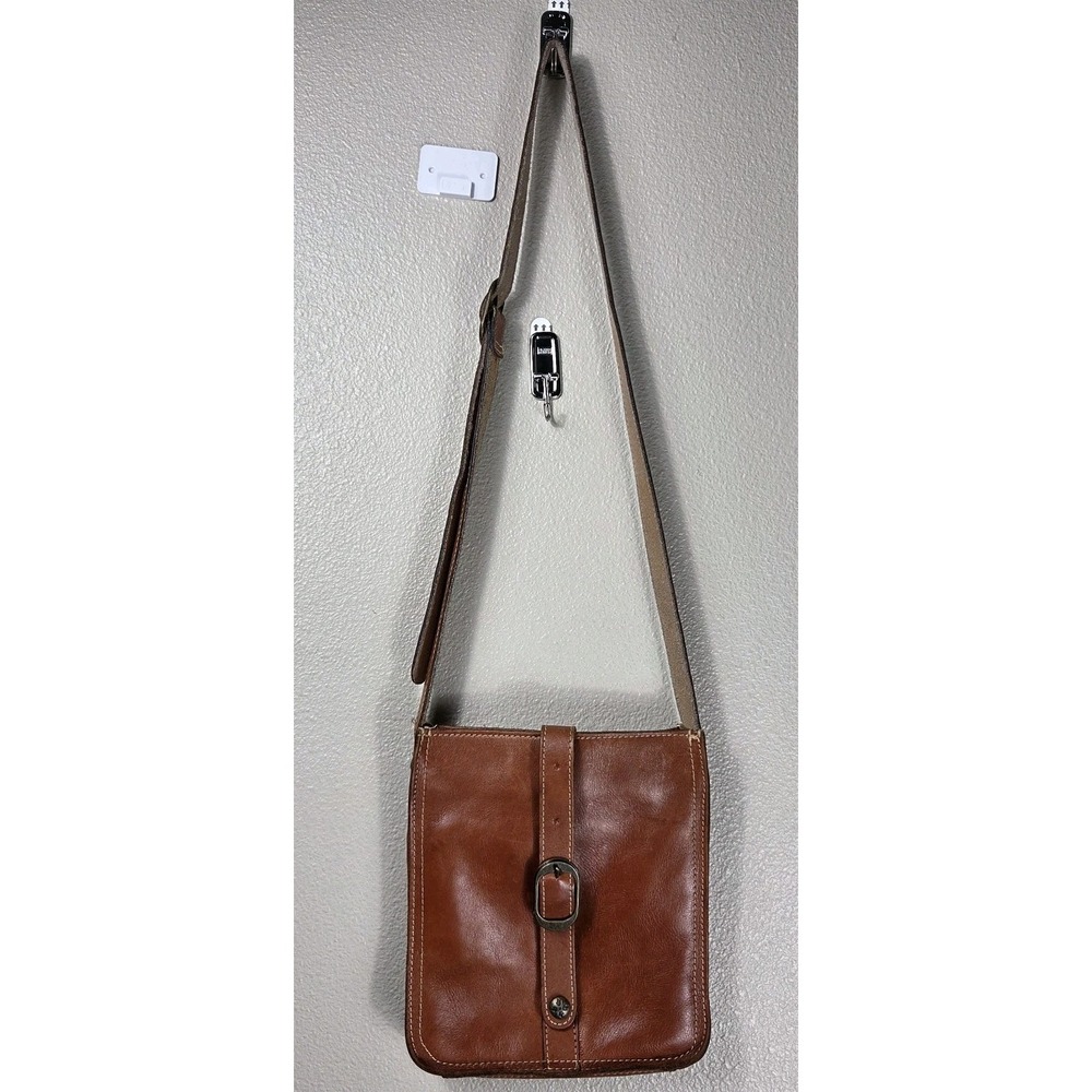 Patricia Nash Venezia Italian Leather  Crossbody Bag‎ Cognac Brown Adjustable